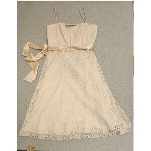 Laundry by Shelli Segal Dress Womens 6 Blush Lace Satin Belt Made USA L43033